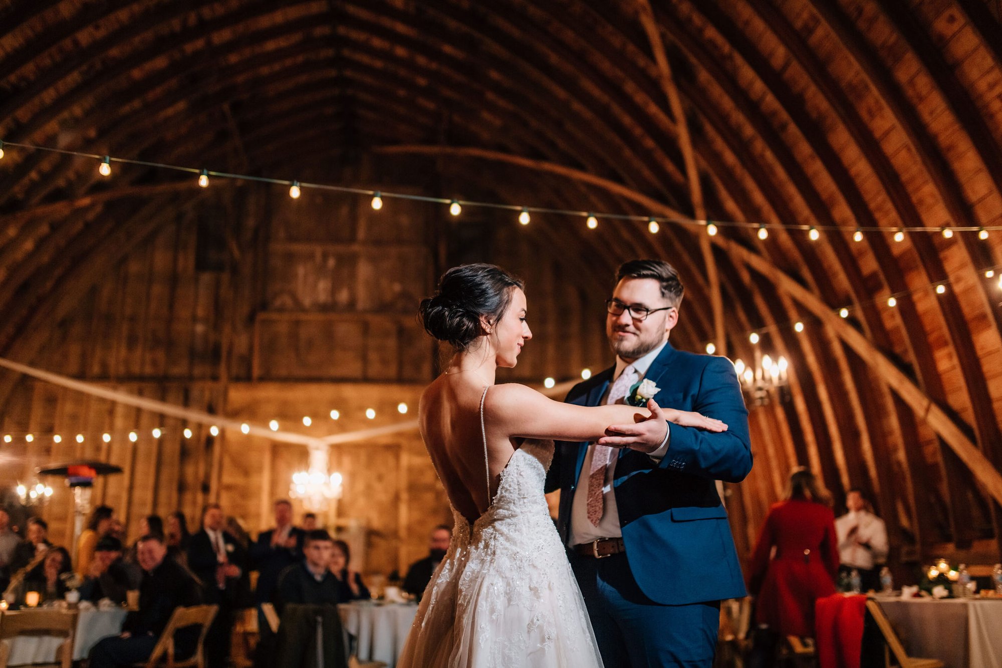 A first dance on the barn floor.