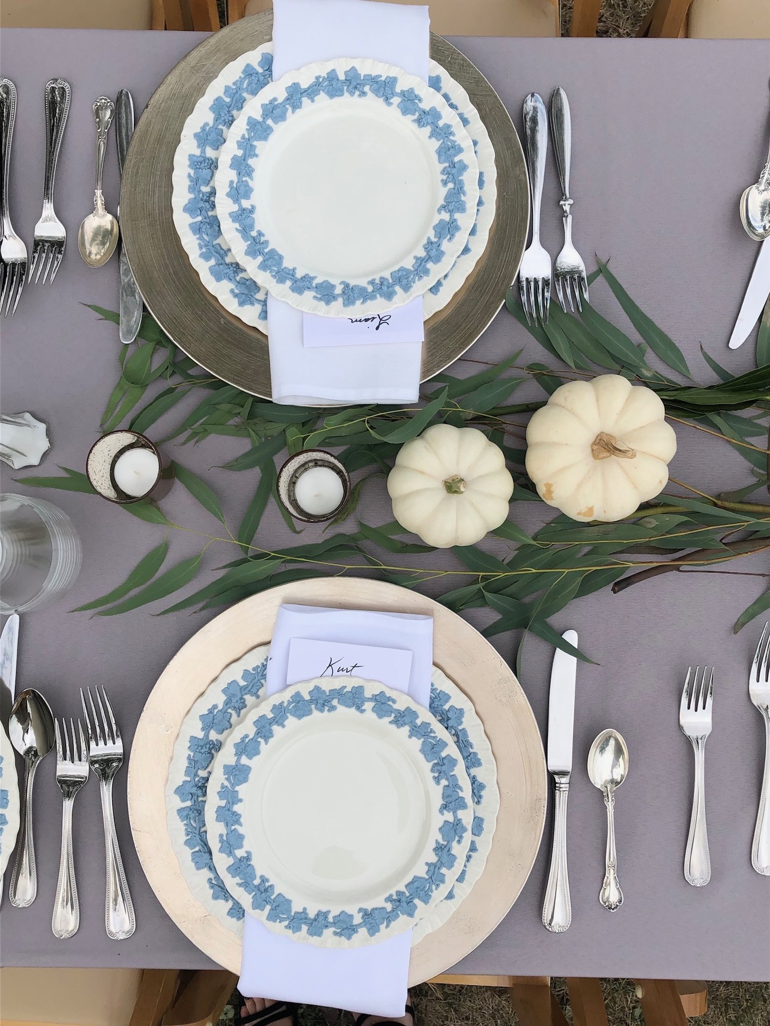 A place setting at a Wren Farm reception table.